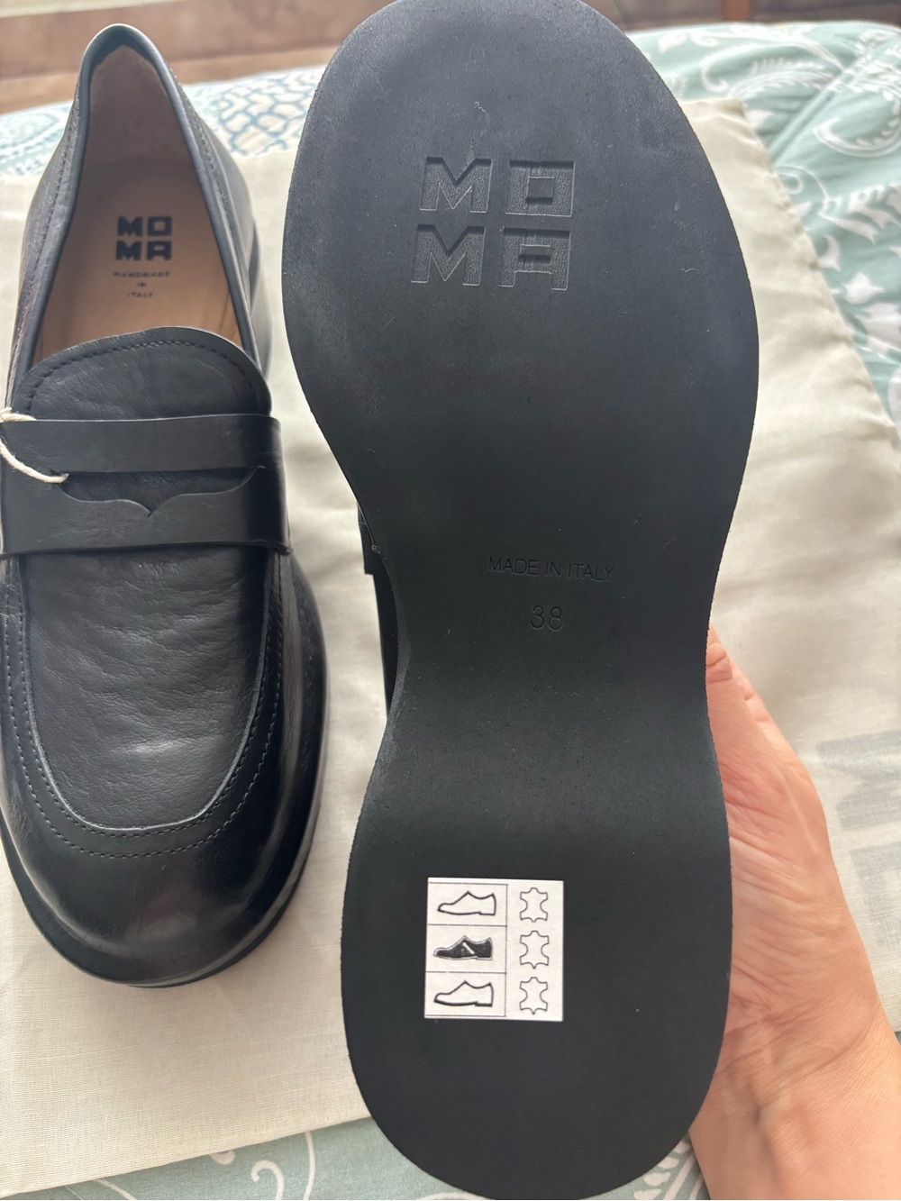 MOMA Black Leather Penny Loafers